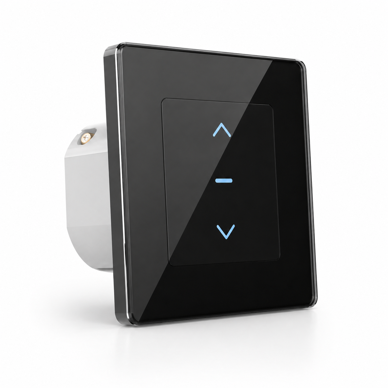 Interrupteur volet connecte noir avec facade tactile.