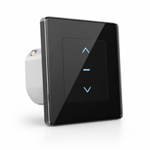 Interrupteur volet connecte noir avec facade tactile.