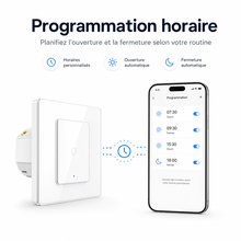 Interrupteur volet connecte, programmation horaire des ouvertures.