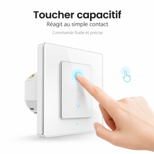 Interrupteur volet connecte, toucher capacitif sur facade tactile.