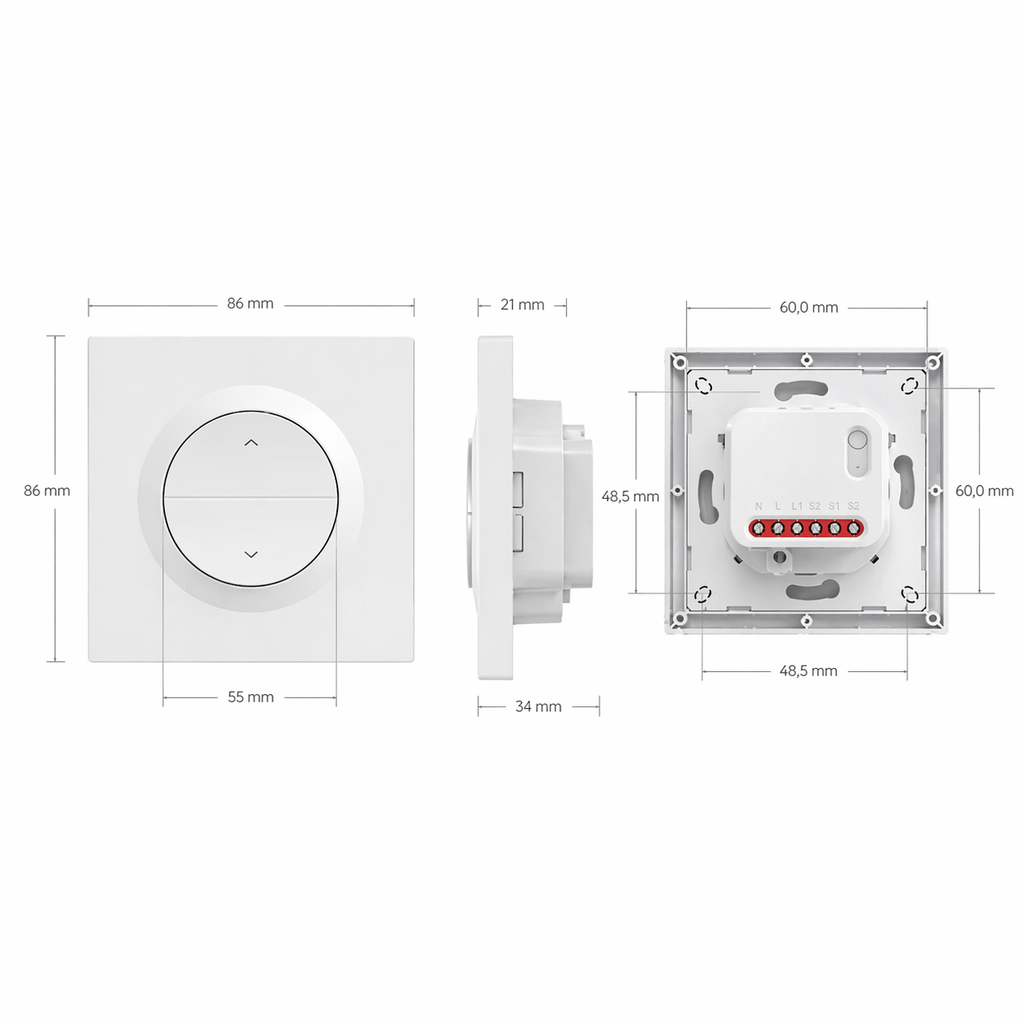 Schema dimensions interrupteur volet rond