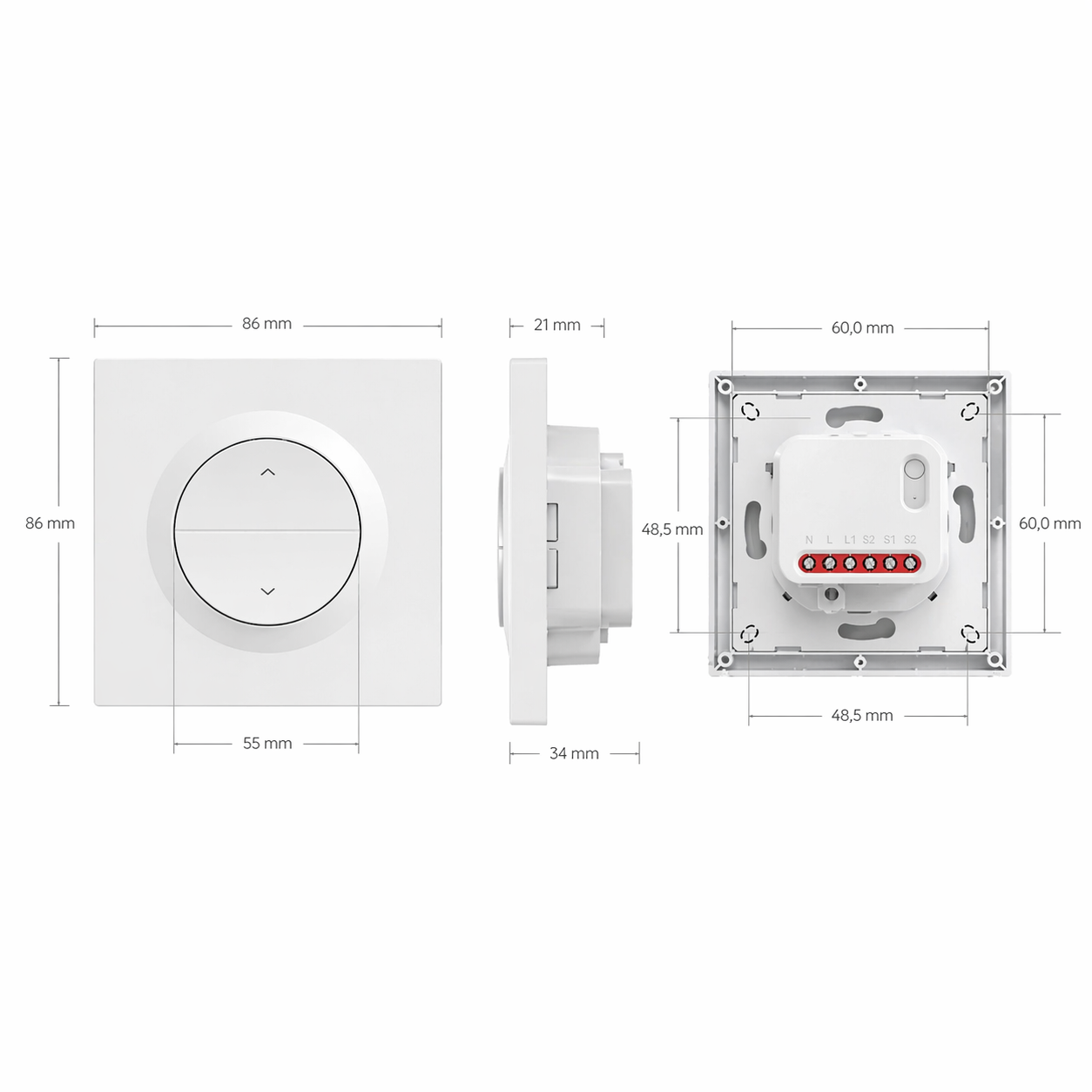 Schema dimensions interrupteur volet rond
