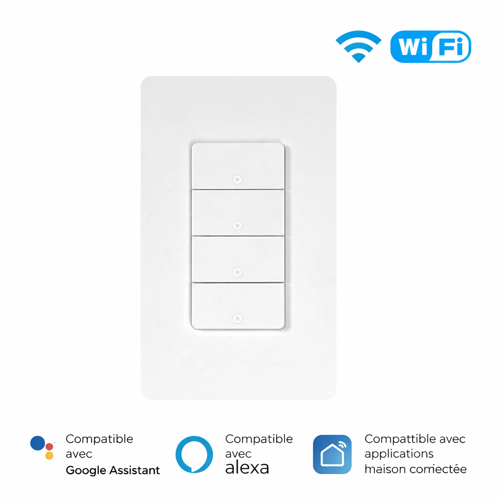 Interrupteur WiFi quatre boutons vue face