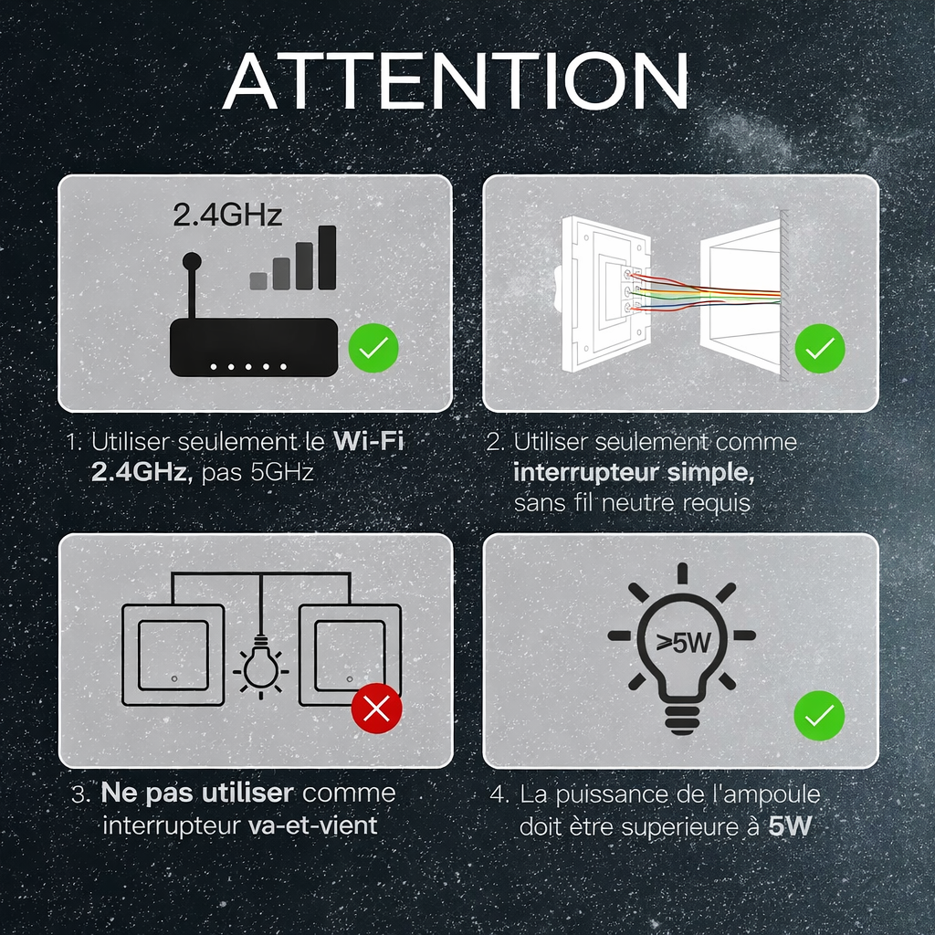 Interrupteur WiFi attention installation