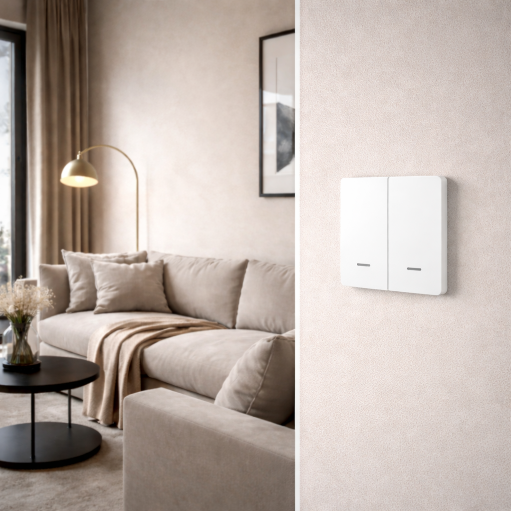 Interrupteur WiFi blanc deux boutons salon