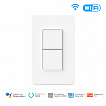 Interrupteur WiFi blanc NéoLink Essential à deux boutons compatible assistants vocaux.