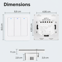 Interrupteur WiFi dimensions trois boutons