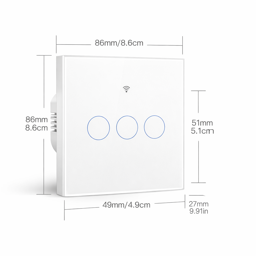Interrupteur WiFi dimensions trois touches