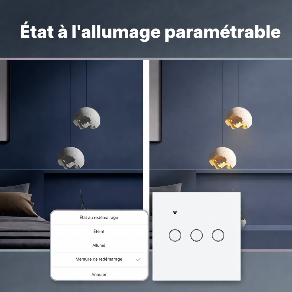 Interrupteur WiFi etat allumage parametrable