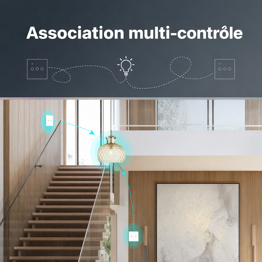 Interrupteur WiFi association multi controle escalier
