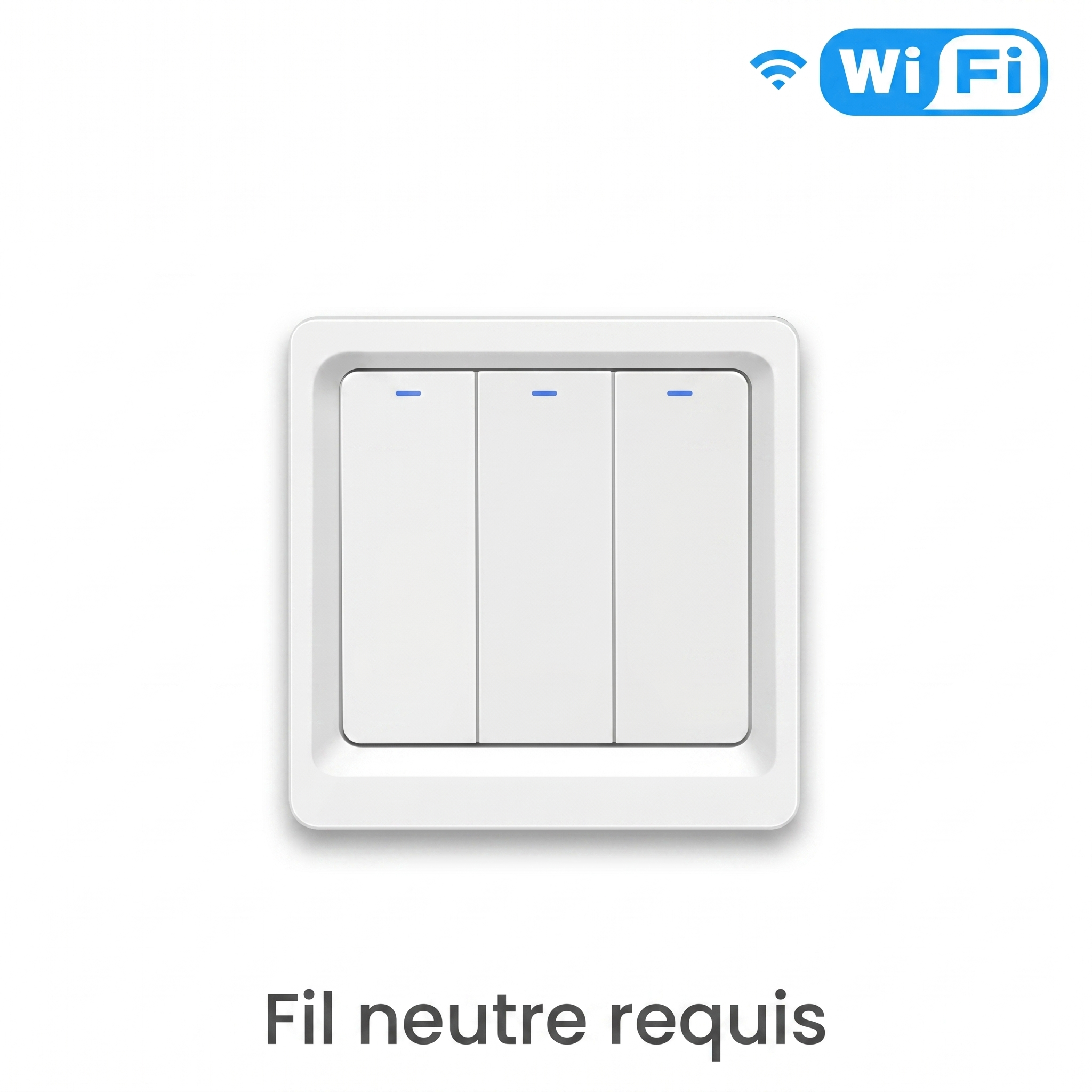Interrupteur ZigBee NéoRelay Push Comfort blanc 3 canaux avec fil neutre