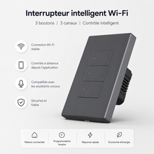Interrupteur WiFi noir 3 boutons