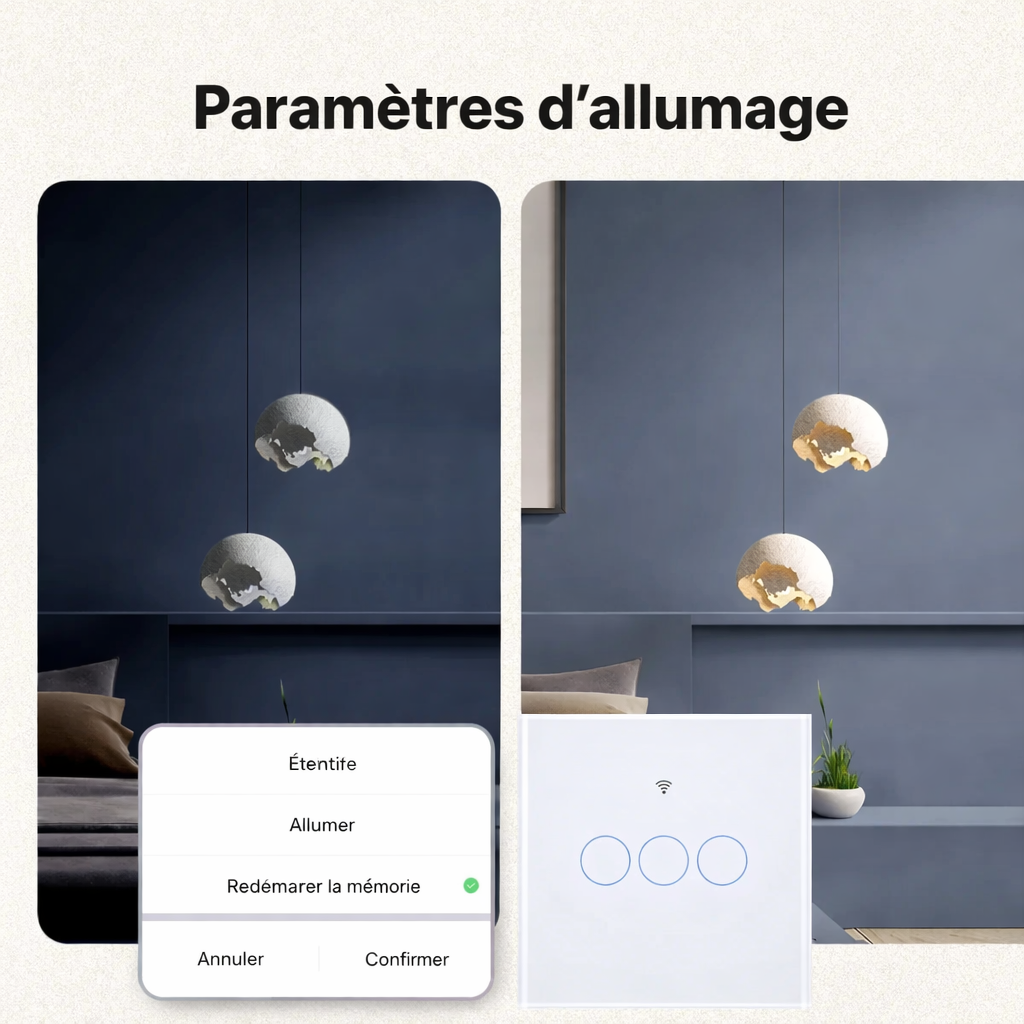 Interrupteur WiFi parametres allumage
