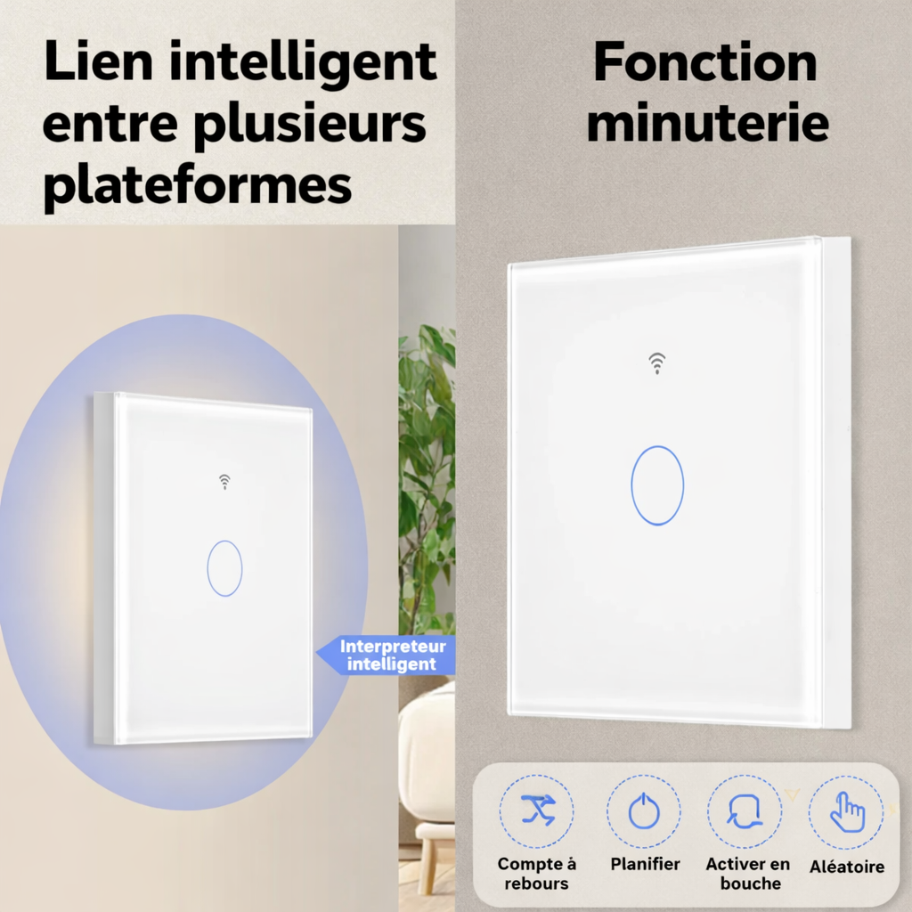 Interrupteur WiFi lien plateformes et minuterie