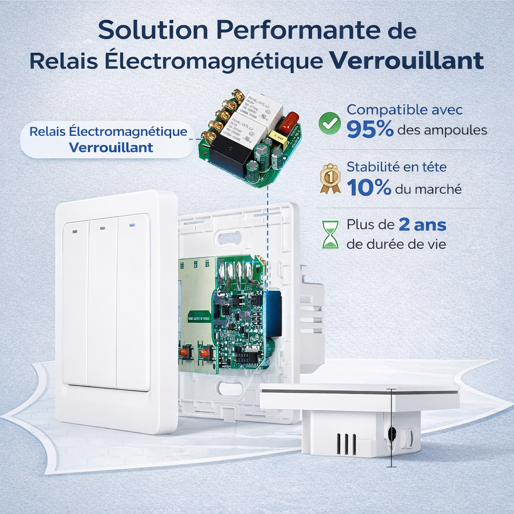 Interrupteur WiFi relais electromagnetique verrouillant