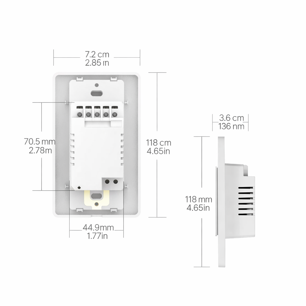Interrupteur WiFi schema dimensions