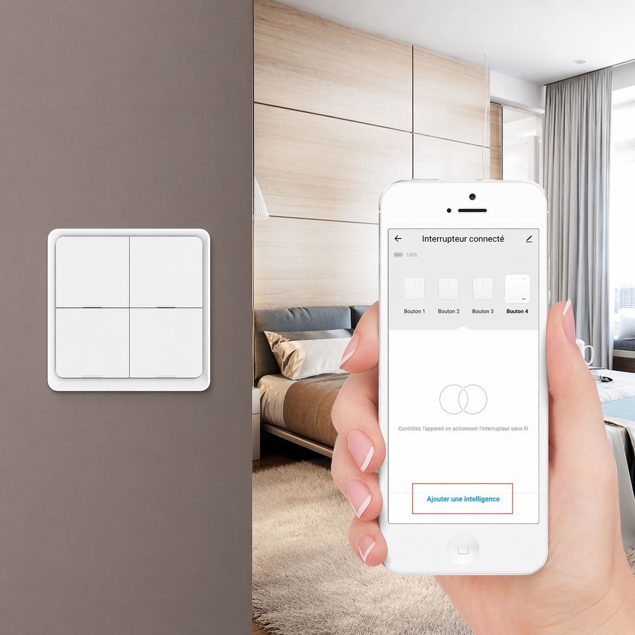 Interrupteur Zigbee controle application chambre