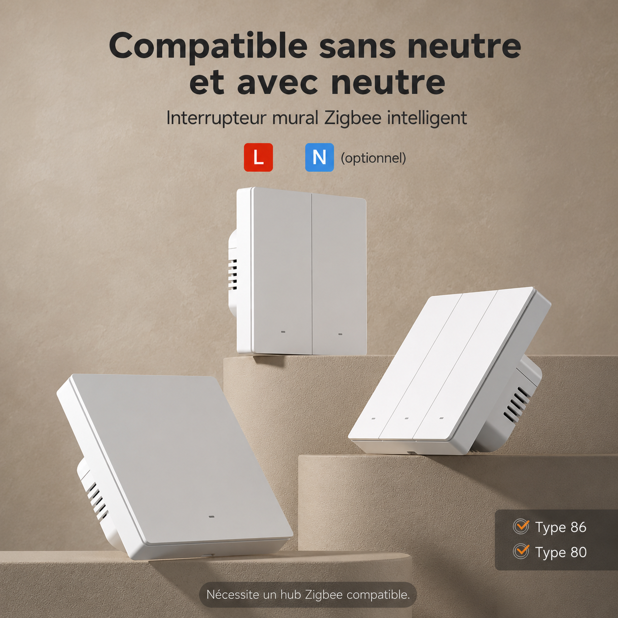 NéoSwitch ZBM5 Pro blanc deux canaux pour commande Zigbee.
