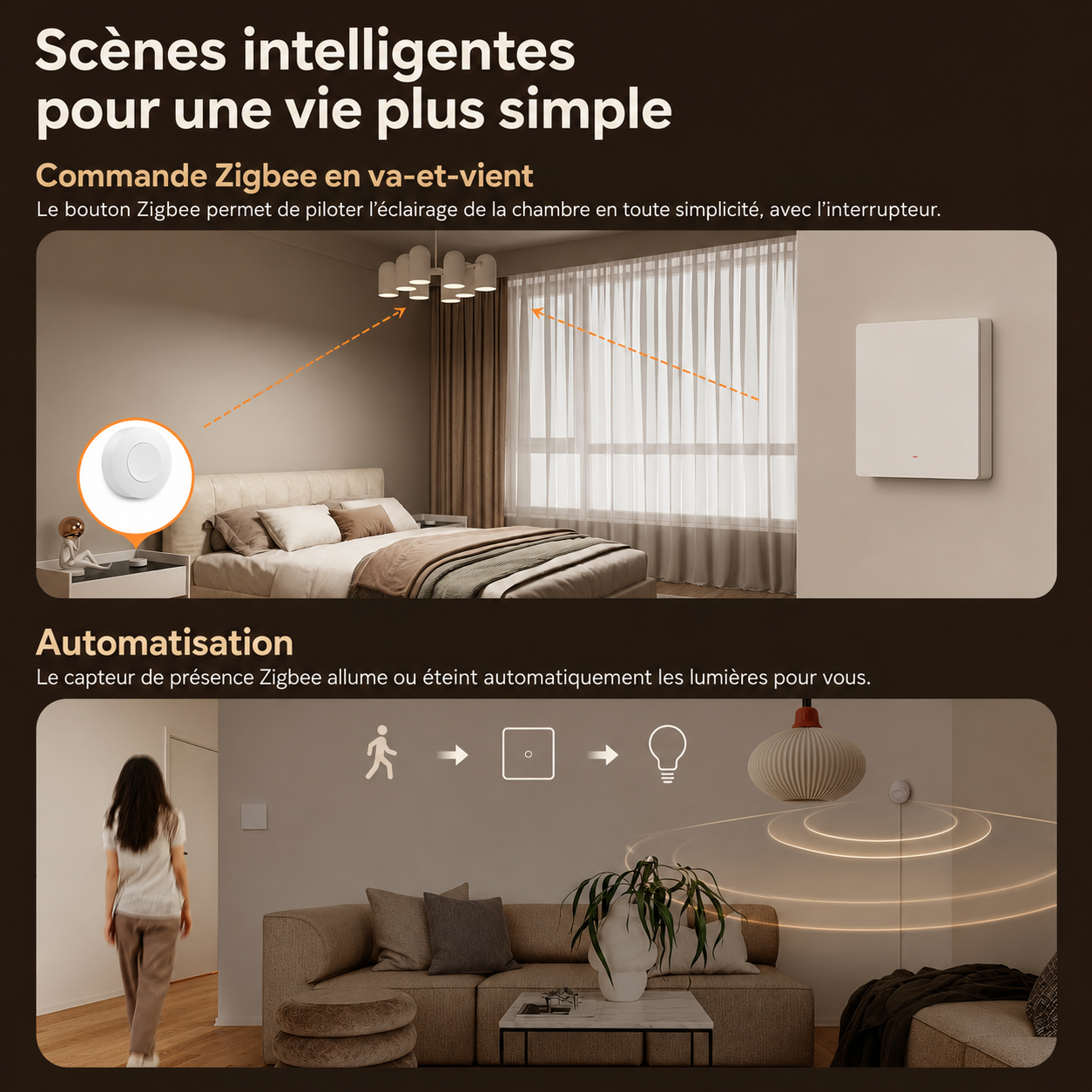 Finition premium blanche du NéoSwitch ZBM5 Pro mural Zigbee.