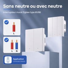 NéoSwitch ZBM5 Pro blanc installé au mur pour éclairage Zigbee.