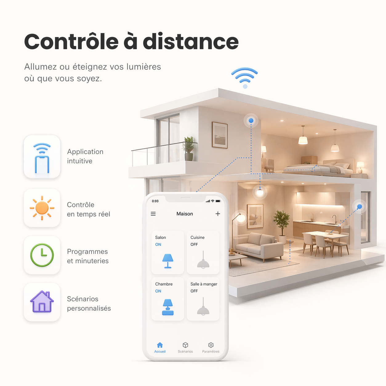 Controle a distance de l interrupteur Zigbee encastrable