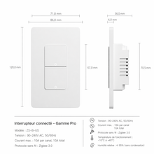 Interrupteur Zigbee fiche technique dimensions