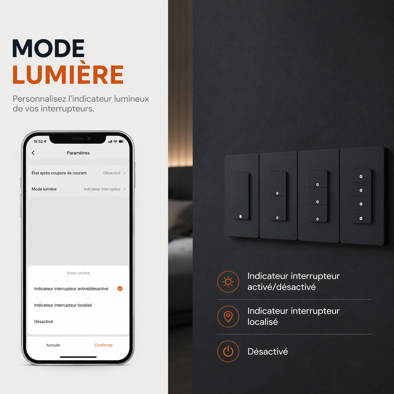 Interrupteur Zigbee mode lumiere