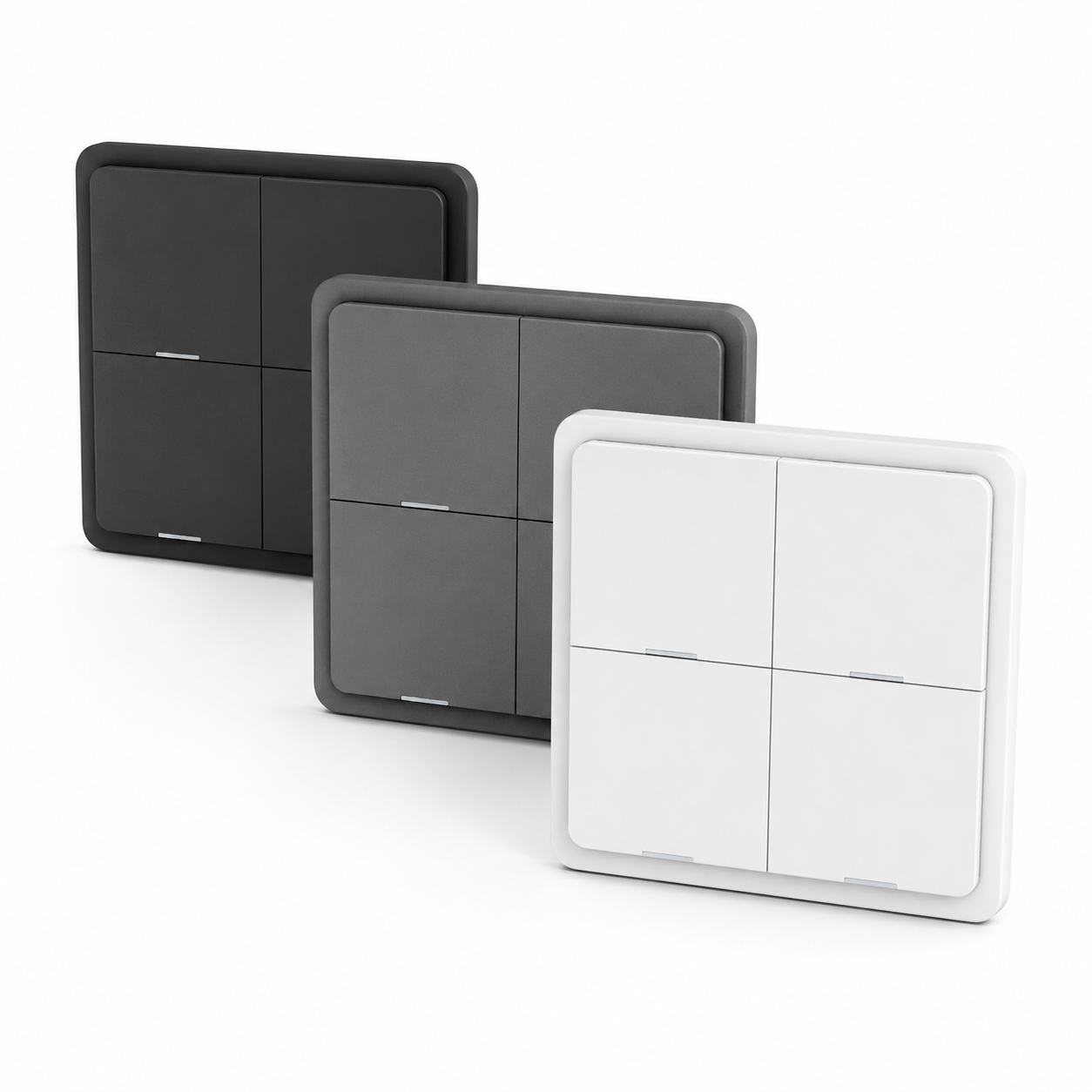 NéoScene 4 Comfort en finitions noir, gris et blanc pour scénarios connectés