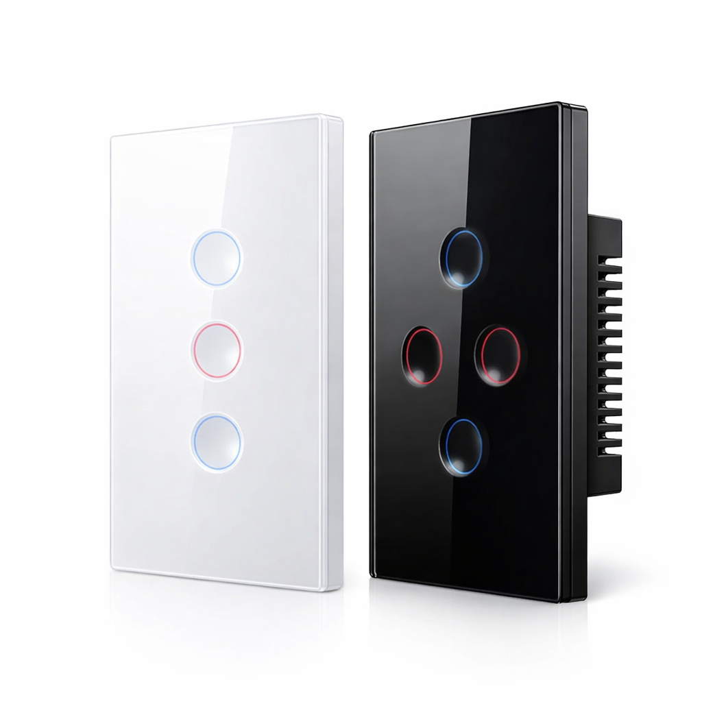 Interrupteurs Zigbee Noir Absolu et Blanc Pur à trois canaux.