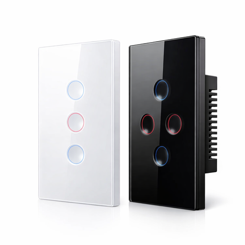 Interrupteurs Zigbee Noir Absolu et Blanc Pur à trois canaux.