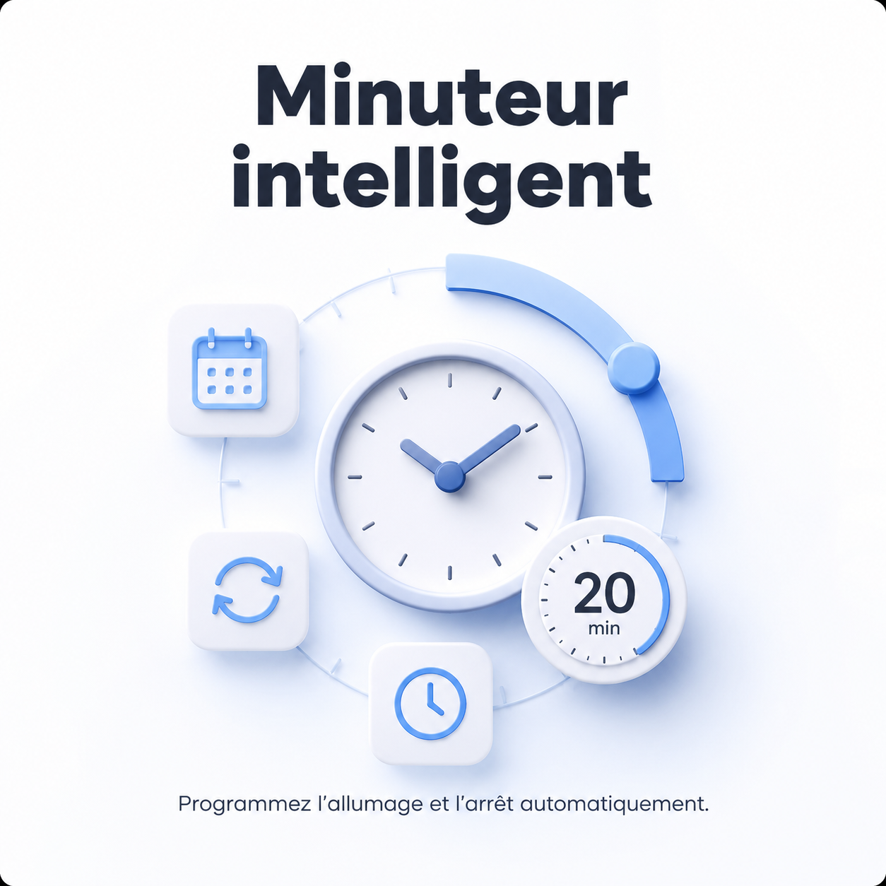 NéoMatter Comfort avec minuteur intelligent pour programmer l’éclairage automatiquement.