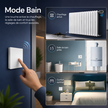 NéoScene 3 Comfort activant un mode bain avec radiateur, lumière et confort connecté.