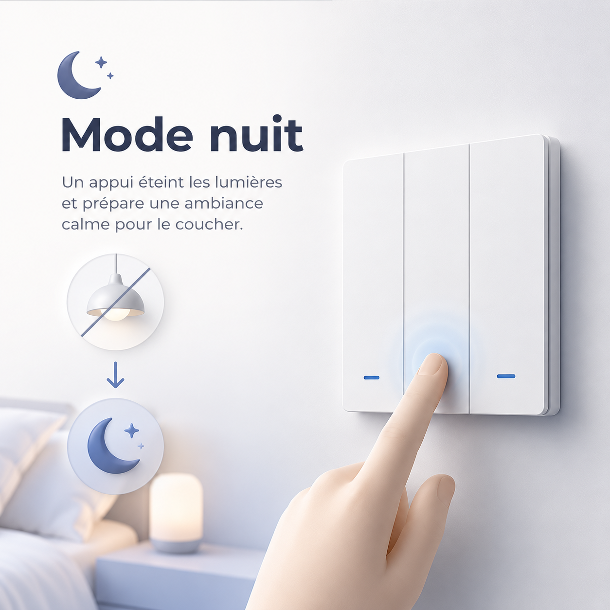 NéoScene 3 Comfort activant un mode nuit pour tamiser les lumières.