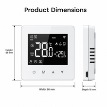 Product dimensions diagram for the NéoAir Essential wireless battery thermostat