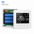 Wi-Fi version of the NéoAir Essential battery thermostat with open battery compartment