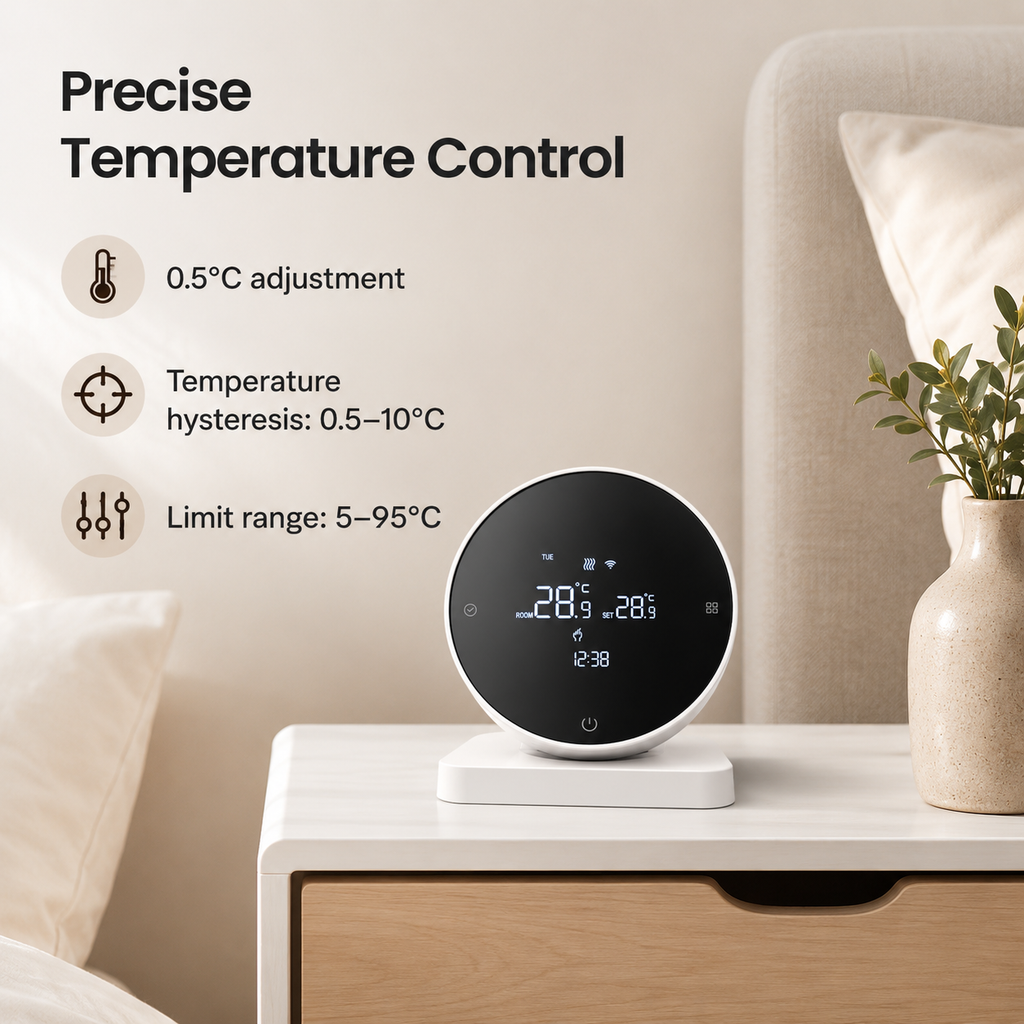 Precise temperature control visual for WiFi RF thermostat