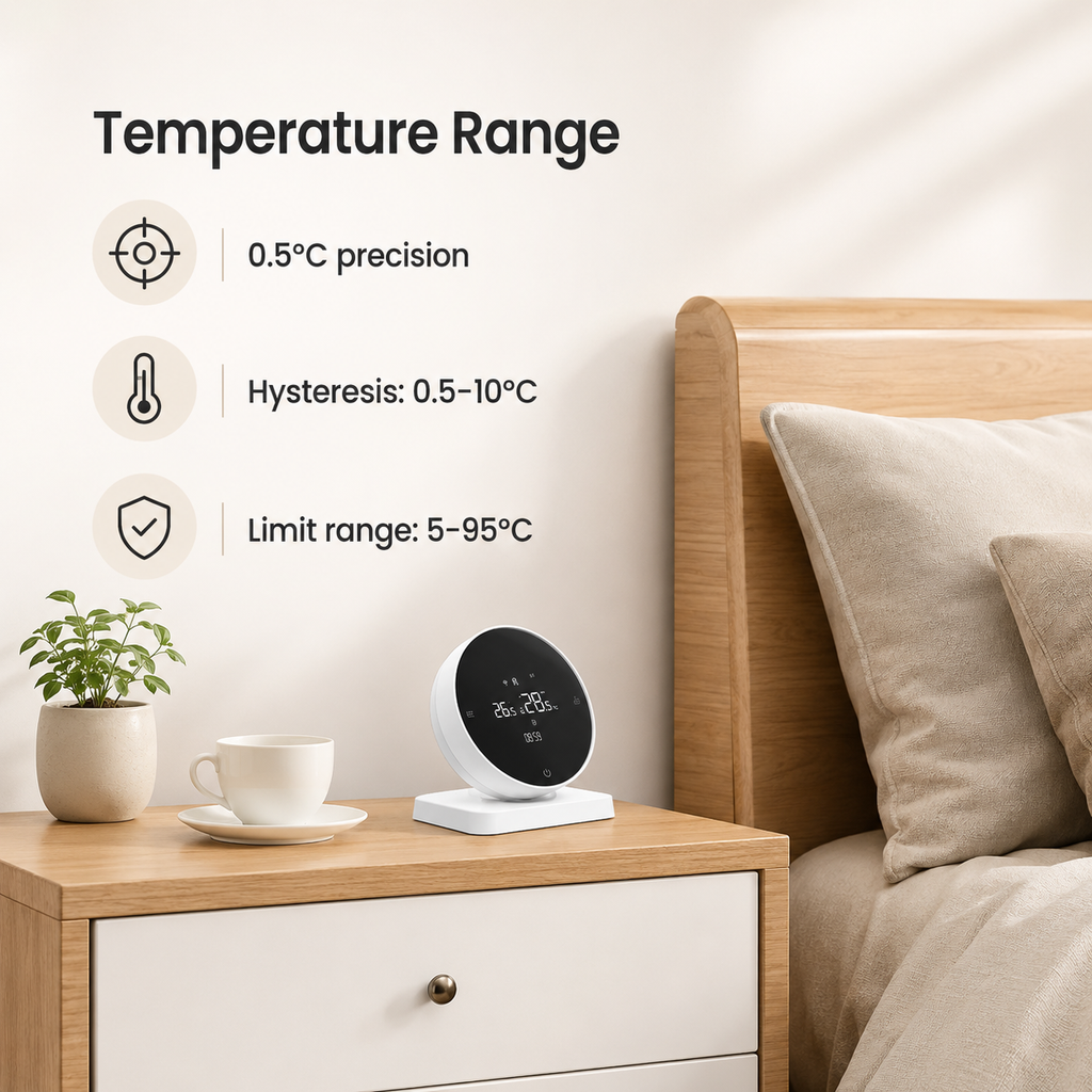 Temperature range and precision visual for RF thermostat