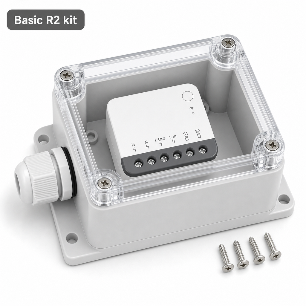 IP66 protective case kit with generic Basic R2 style relay module installed