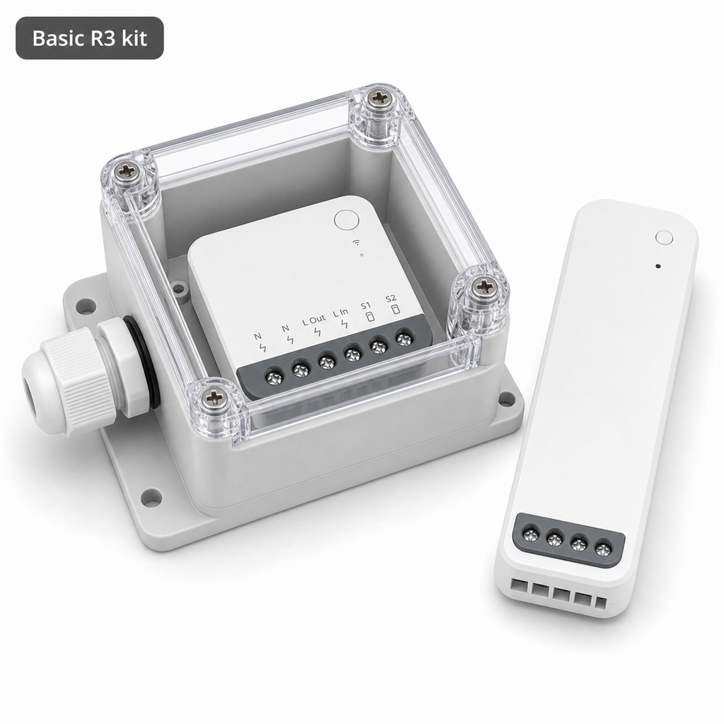 Basic R3 kit variant with slim generic relay module and IP66 protective case