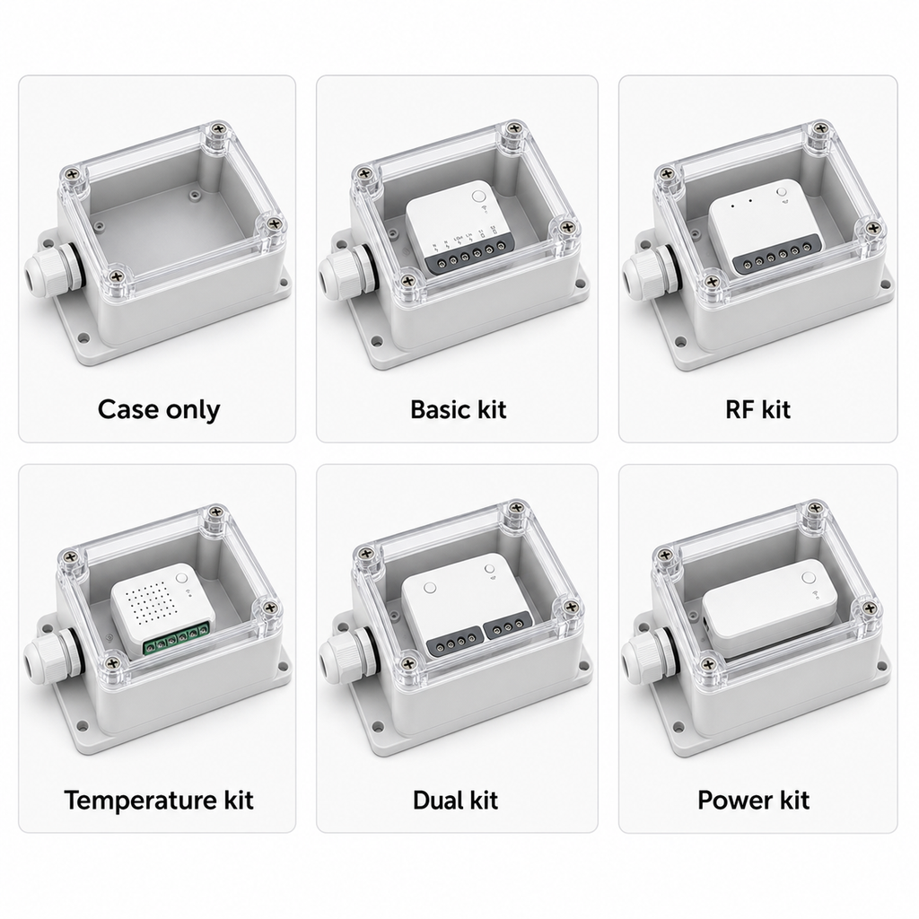 Clean variant lineup for IP66 case only and compatible kit module options