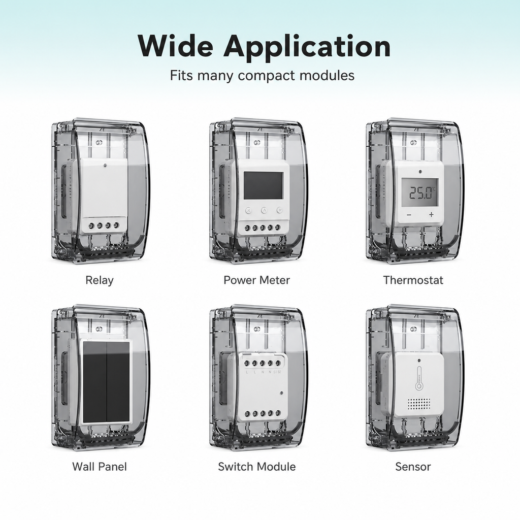 Compatibilité du boîtier étanche avec modules relais, compteur, thermostat et capteur