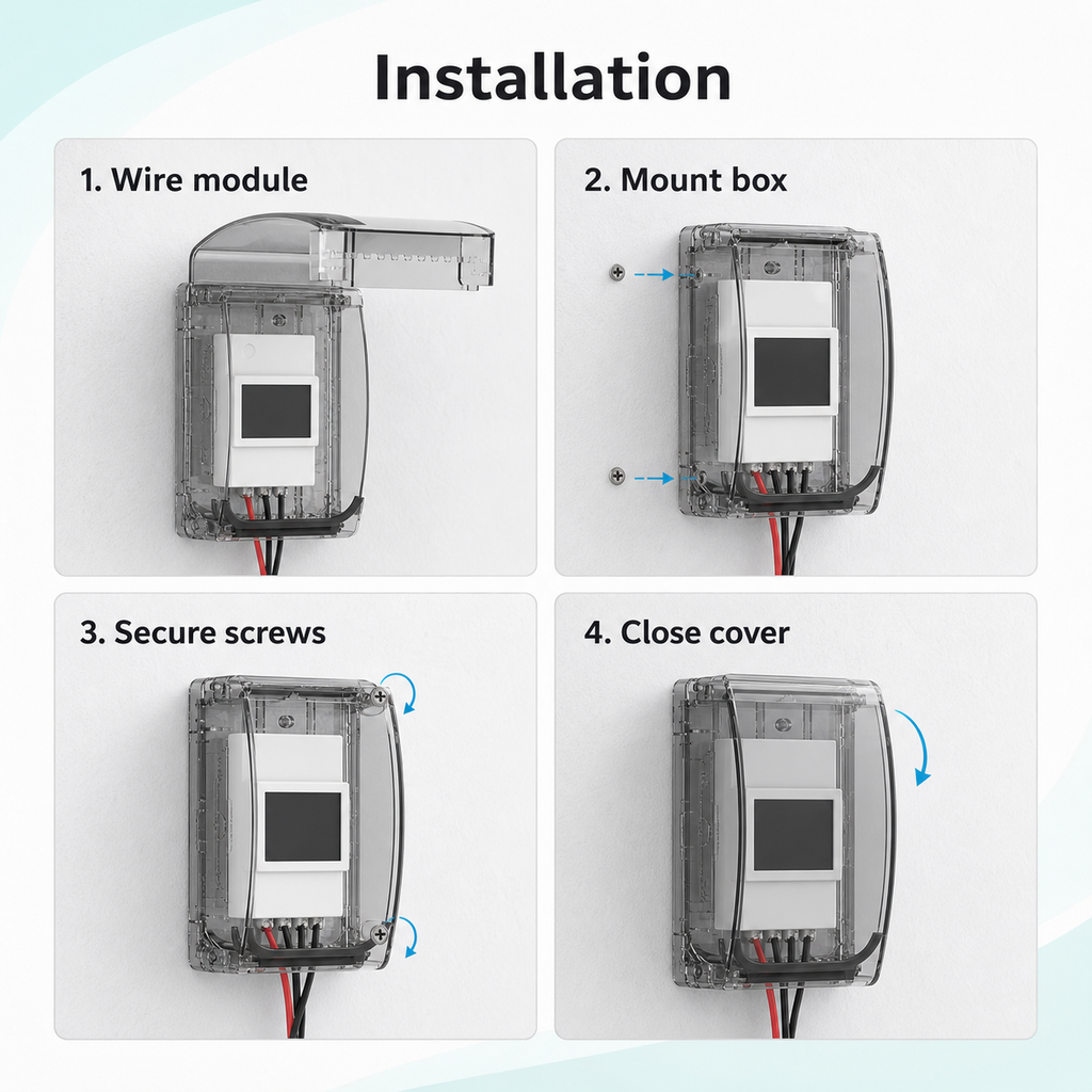 Guide d’installation en quatre étapes du boîtier étanche transparent