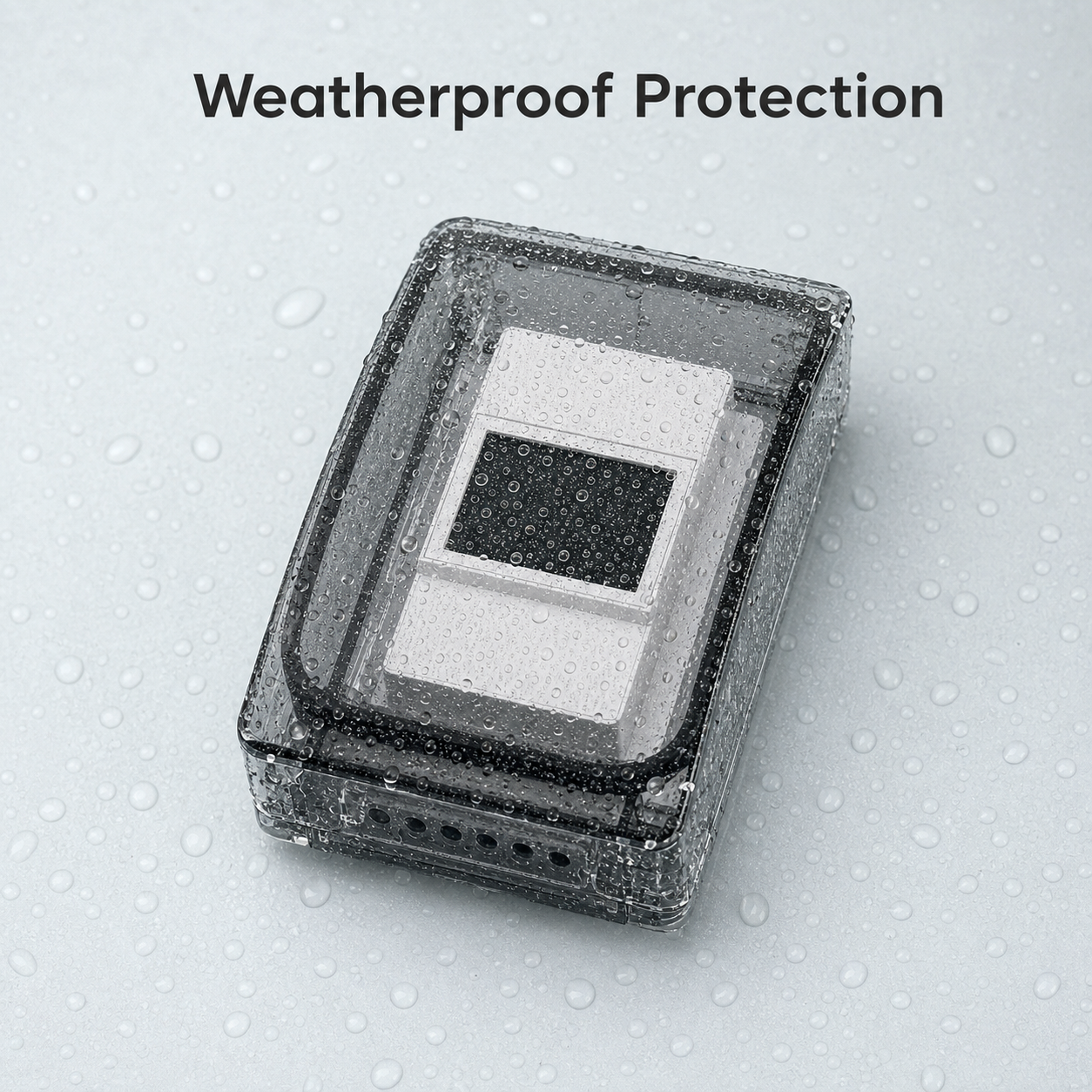 Protection contre les projections d’eau pour boîtier étanche transparent