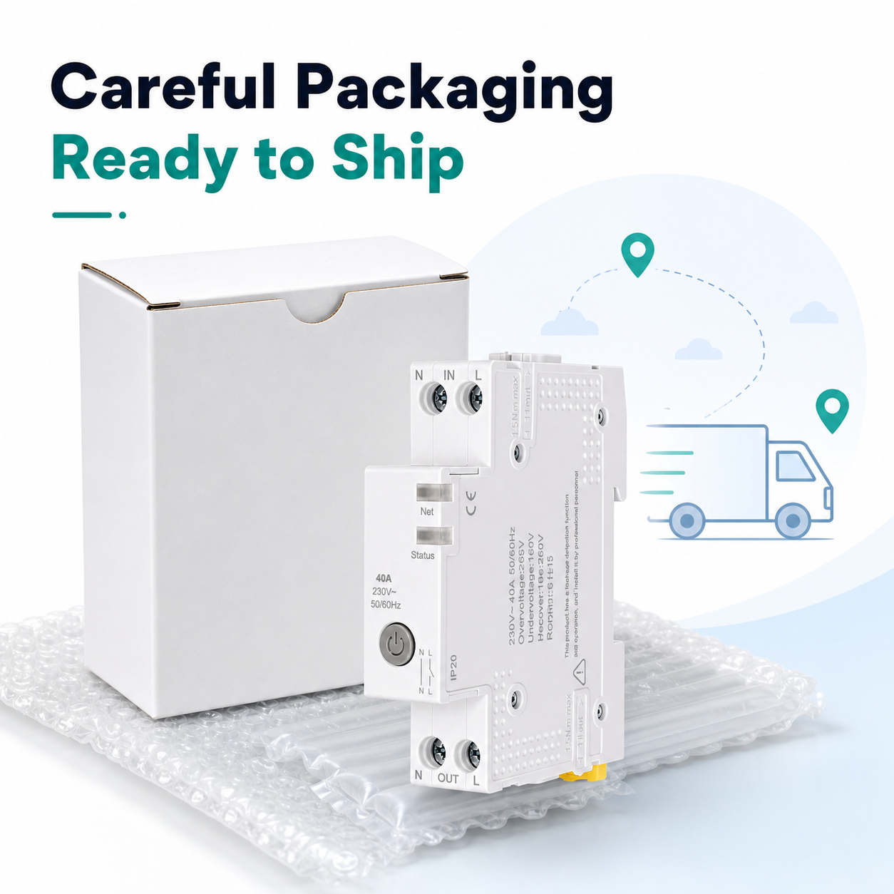 Careful packaging visual for WiFi smart circuit breaker order