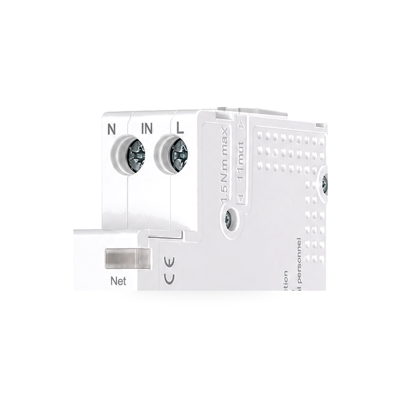 NeoBreaker 40 Comfort disjoncteur Wi-Fi 40A detail bornes sur fond blanc