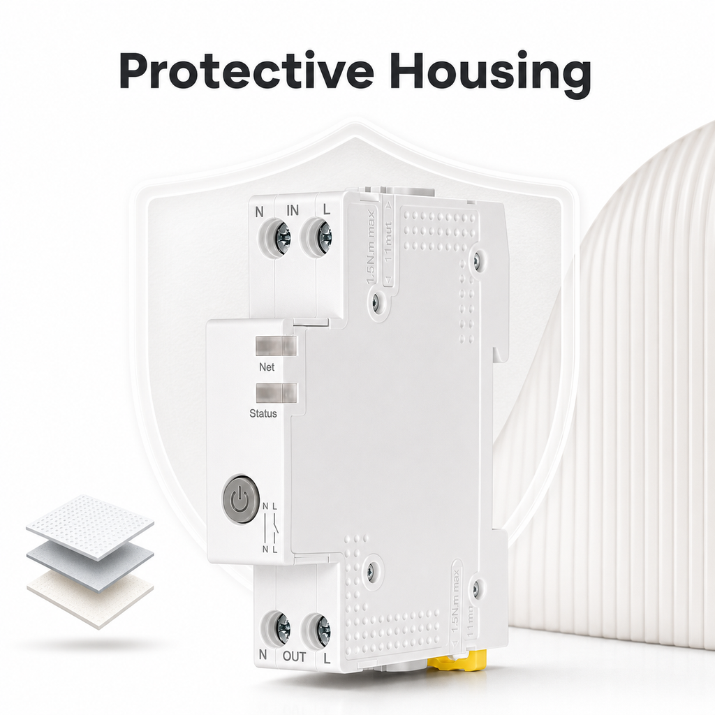 Protective housing packshot of 1P 40A WiFi smart circuit breaker