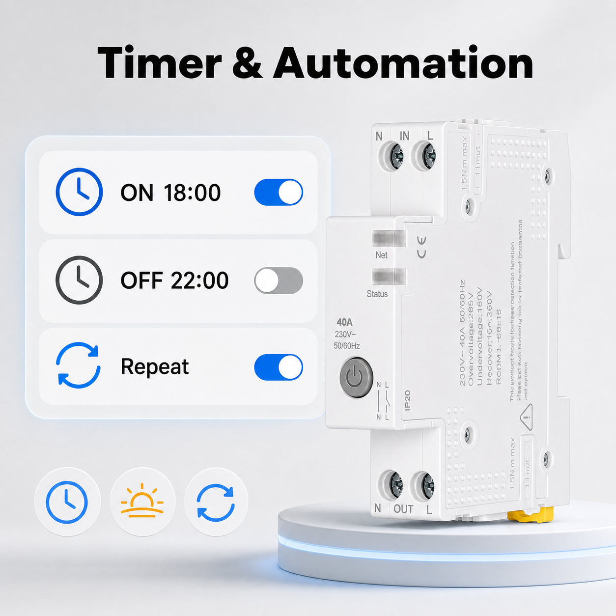 Timer and automation settings for WiFi smart circuit breaker