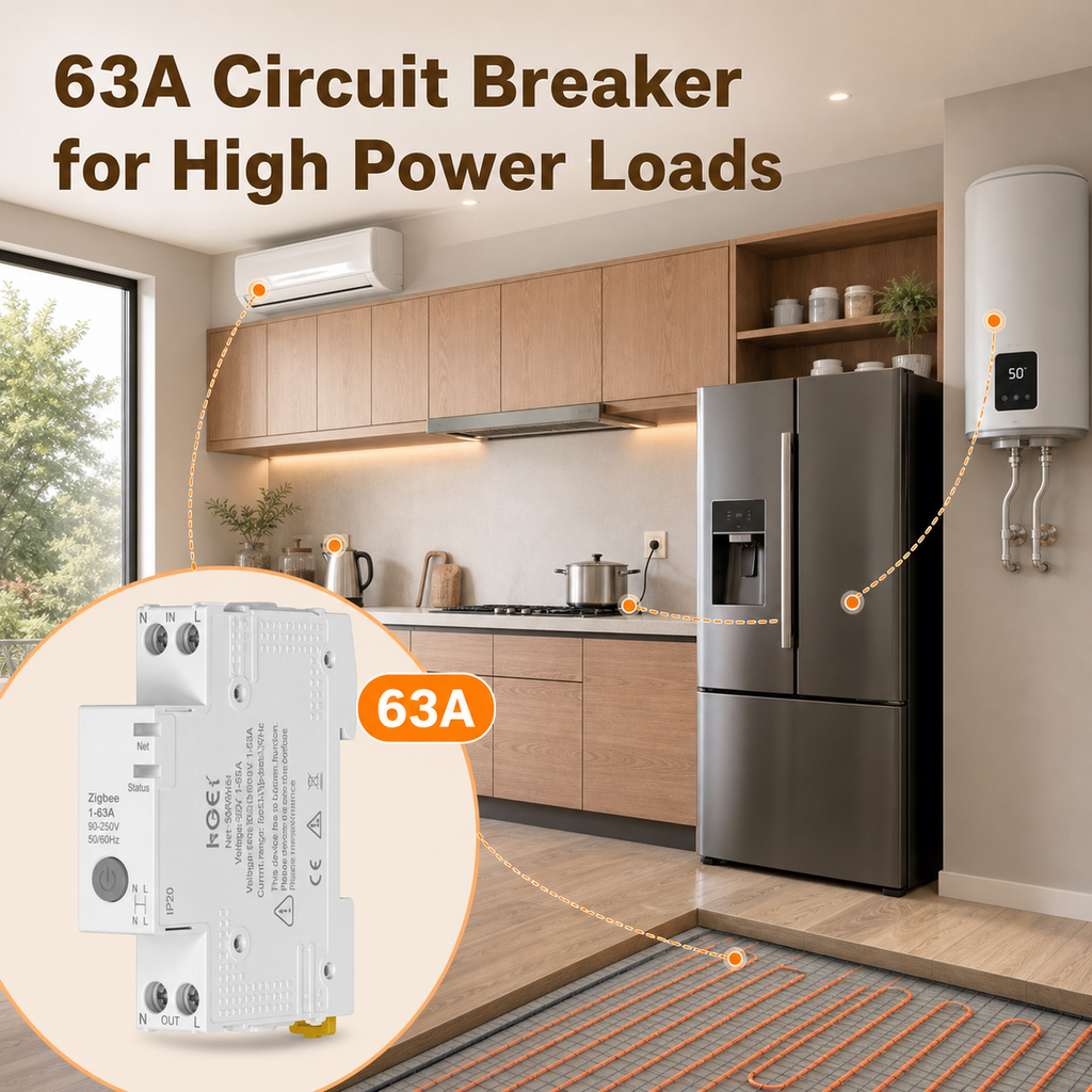 Zigbee 63A circuit breaker for high power loads