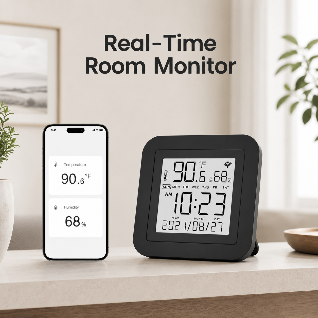 Real-time room temperature and humidity monitoring with smart IR remote