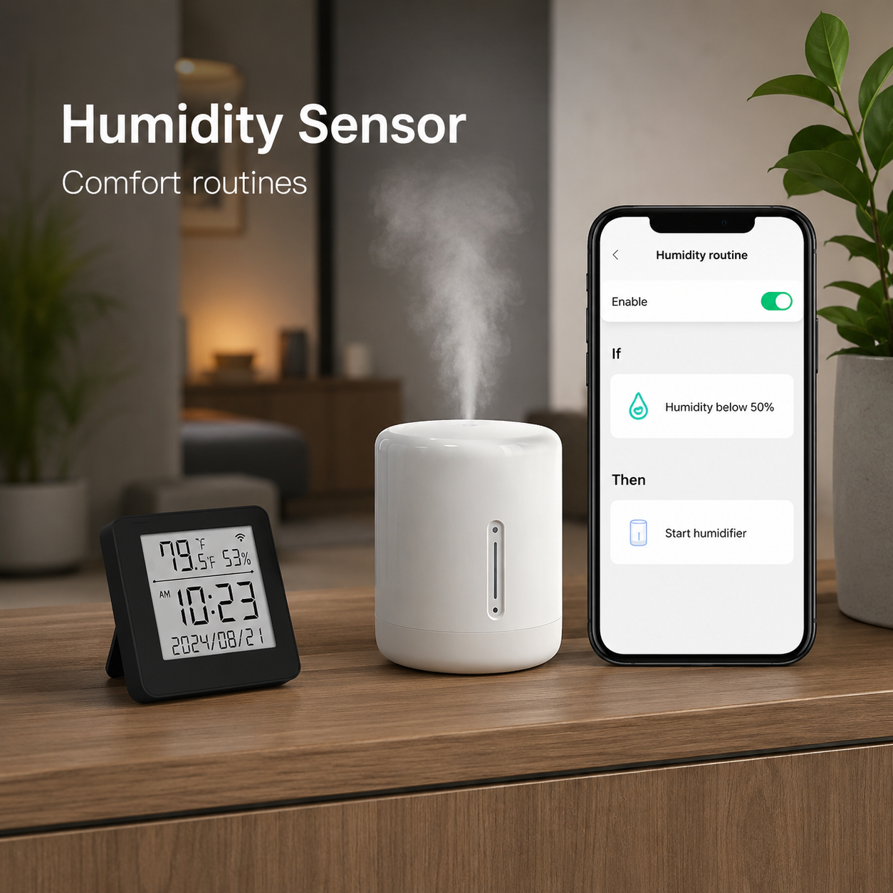 Humidity sensor automation scene for smart IR climate remote
